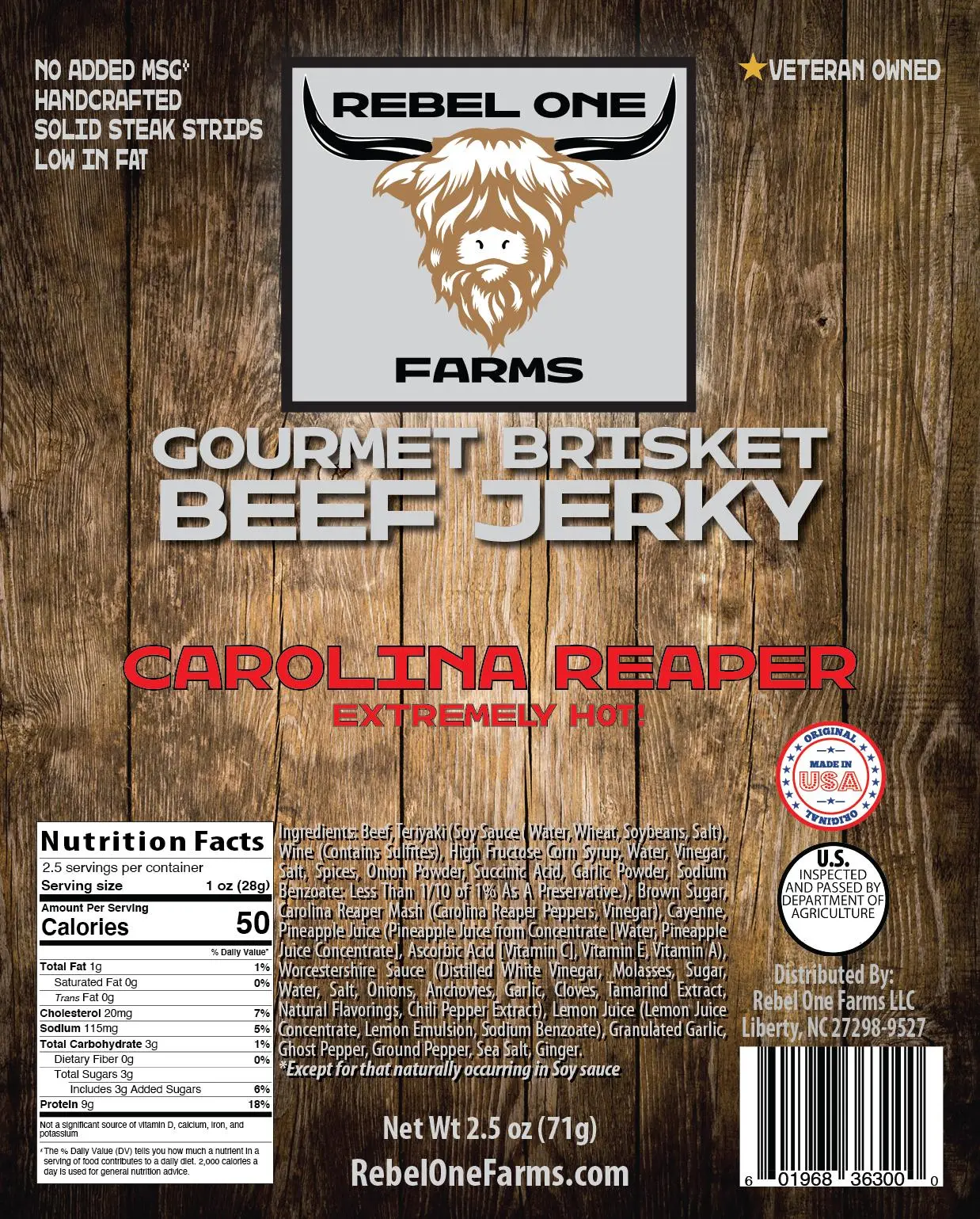 Carolina Reaper Gourmet Brisket Beef Jerky