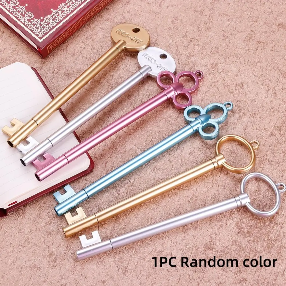 Random Color School Supplies Key Shaped Gel Pen, 1 Count Portable Multi-purpose Gel Rollerball Pen for Office, Writing Stationary, Writing Accessories