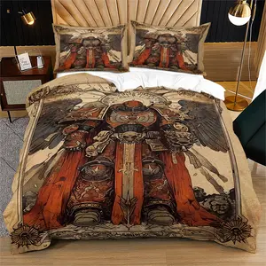 Warhammer 40k Creative Comic Print Bedding Set, Perfect Gift for Gamers, Includes 1 Fitted Sheet and 1 or 2 Pillowcases, No Core Included