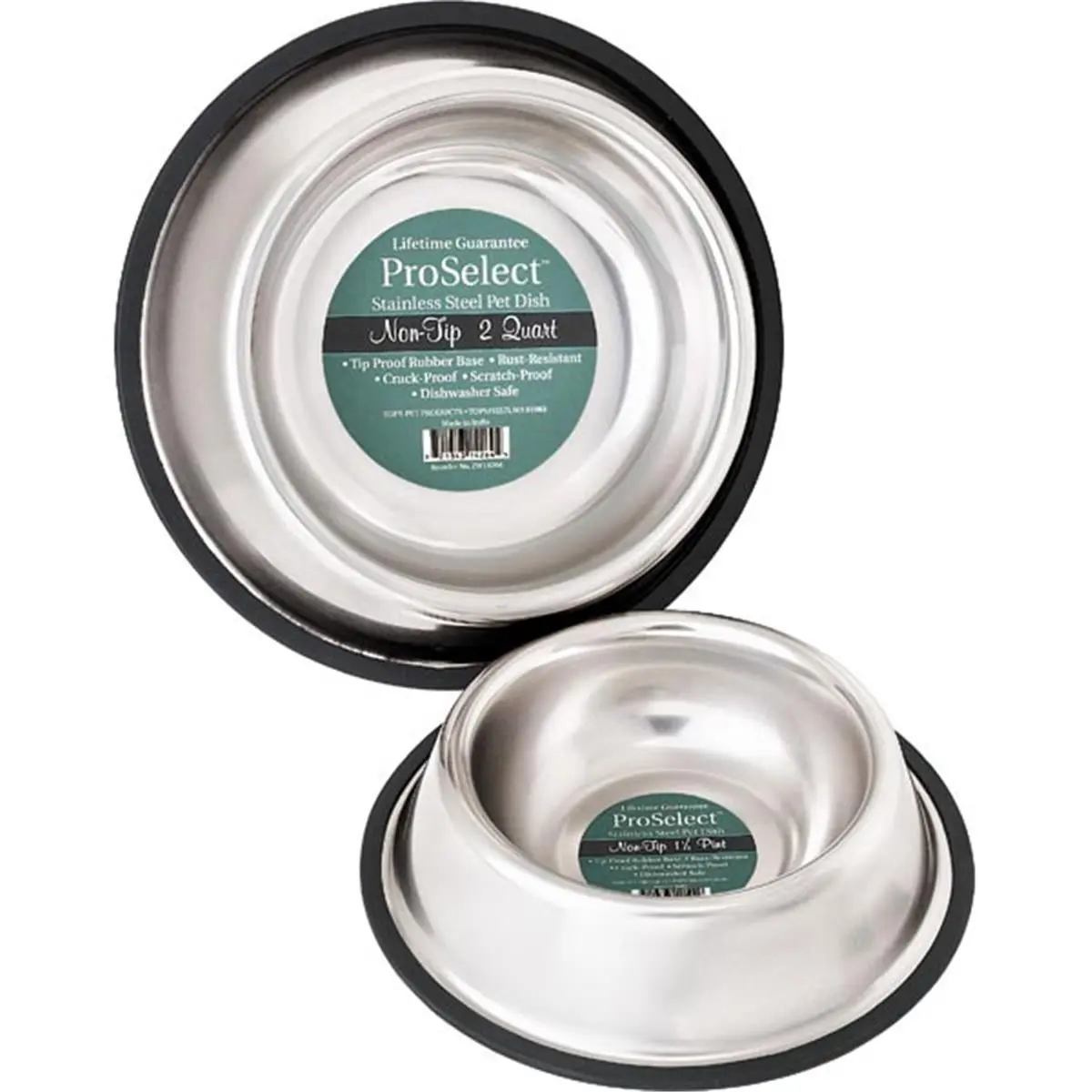 212 MAIN Stainless Steel Extra Heavy Round Pet Bowl - Mirror Finish, Rust Resistant, Prevents Spills, 1.5 pt Capacity