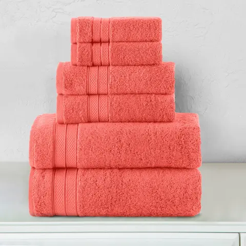 Elegant Comfort 6-Piece Turkish Cotton Towel Set – Luxury Soft & Absorbent, Includes 2 Bath Towels, 2 Hand Towels, and 2 Washcloths, Plush Bathroom Essentials