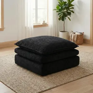 37" Ottoman Square Cloud Footrest for Boneless Sectional Sofa Plush Corduroy Cloud Velvet Boneless Ottoman for Sofa Couch, Ottoman Foot Rest, End of Bed Bench, Storage Chest for Living Room, Bedroom, Entryway