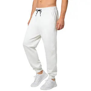 Men's Solid Color Knitted Sports Joggers with Elastic Drawstring Waist & Cuffed Ankle for Gym Running Outdoor Sports & Daily Wear - Trouser