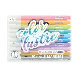 Color Lustre Metallic Brush Markers - Set of 10