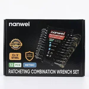 Nanwei 12PCS 72-Teeth Ratcheting Metric and SAE Wrench Set 【Father's Day Gift】