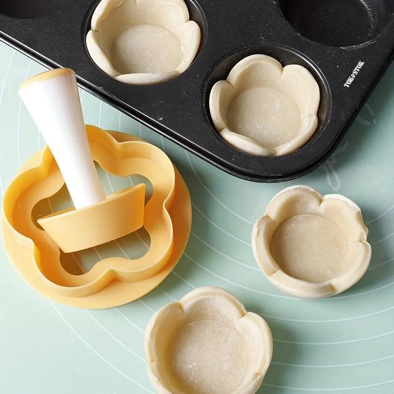 2pcs/set, Flower Pastry Cutter and Tart Tamper Set - Perfect for Baking Tarts, Cookies, and Biscuit Cutters - Kitchen Gadgets, Accessories, Baking Tools and Bakeware