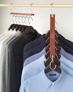 MORALVE Space Saving Hangers for Closet Organizer - 4 Pack European Beechwood Shirt Organizer for Closet - Space Saver Hangers for Clothes - Closet Clothes Organizer Space Saving Collapsible Hangers
