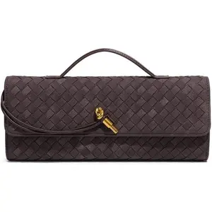 【NewYear2026】Suede Woven Handbag for Women Trendy Evening Shoulder Bag Casual Clutch Purse Crossbody Satchel with Metal Buckle