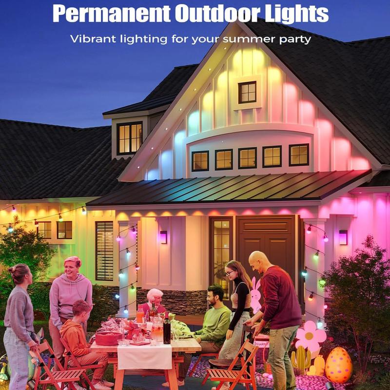 Permanent Outdoor Lights for House,RGB Eaves Lights with App & Remote Control, Outdoor String LED IP67 Waterproof for Christmas,  New Year, Holidays Roof Eaves House Garden Decor