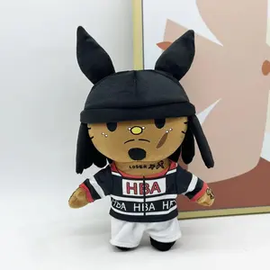 Hello Kitty Playboi Carti With Black Rabbit Hat Plush Doll Figure Stuffed Toys Cute Boys Girls Birthday Christmas Gift 30cm