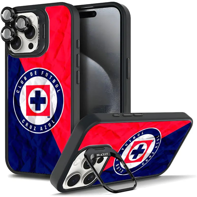 Cruz Azul Club de Futbol Crumpled Paper TPU Cellphone Casing - Anti-Drop Shockproof Full Protection Cover with Magnetic Tough Metal Lens Guard, Film Bracket Stand, for Samsung & iPhone 17/AIR,16-11 PRO PLUS MAX (11X-L1120) Protector, Screen Protector, Pat