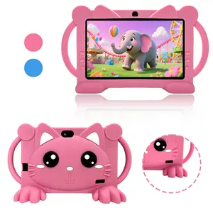 7-inch drop resistant tablet with IWAWA educational software, educational and entertainment all-in-one machine, portable, multi scenario use, parental control function, no adapter, suitable as a gift, blue/pink