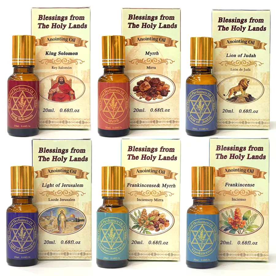 Holy Lands Blessing Anointing Scented Oils 20ml (0.68fl oz) - Biblical Perfume Essence with Frankincense, Myrrh, Lion of Judah, Light of Jerusalem - Sacred Prayer Oil for Healing, Devotion - Spiritual Gift