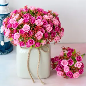 Diamond Rose Artificial Flower Bouquet — 21 Heads, 7 Stems