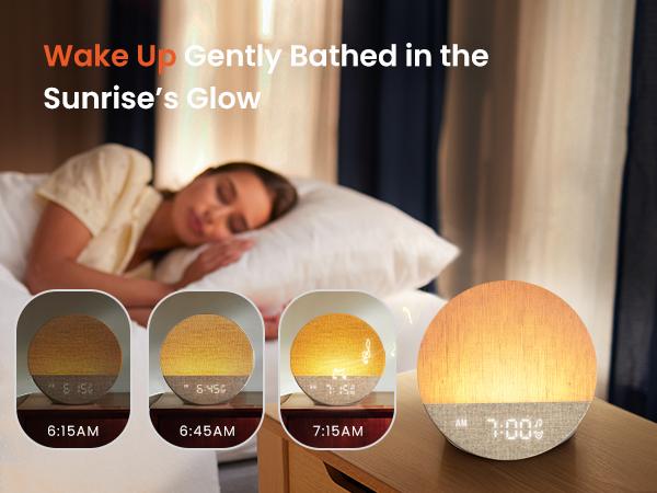 Sunrise Alarm Clock and Sound Machine Nightlight, Home Decor, Digital Dimmable Clock for Bedroom, 26 Sleep Sounds, White Noise Machine for Adults, Wake Up Light Alarm Clock Decor