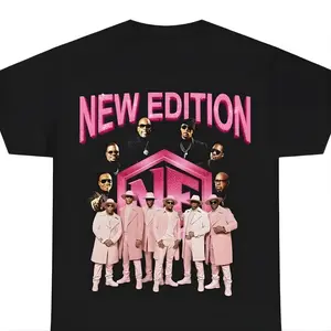 New Edition Pink Logo Graphic T-Shirt, New Edition R&B Music Fan Tee, Retro New Edition Group Shirt
