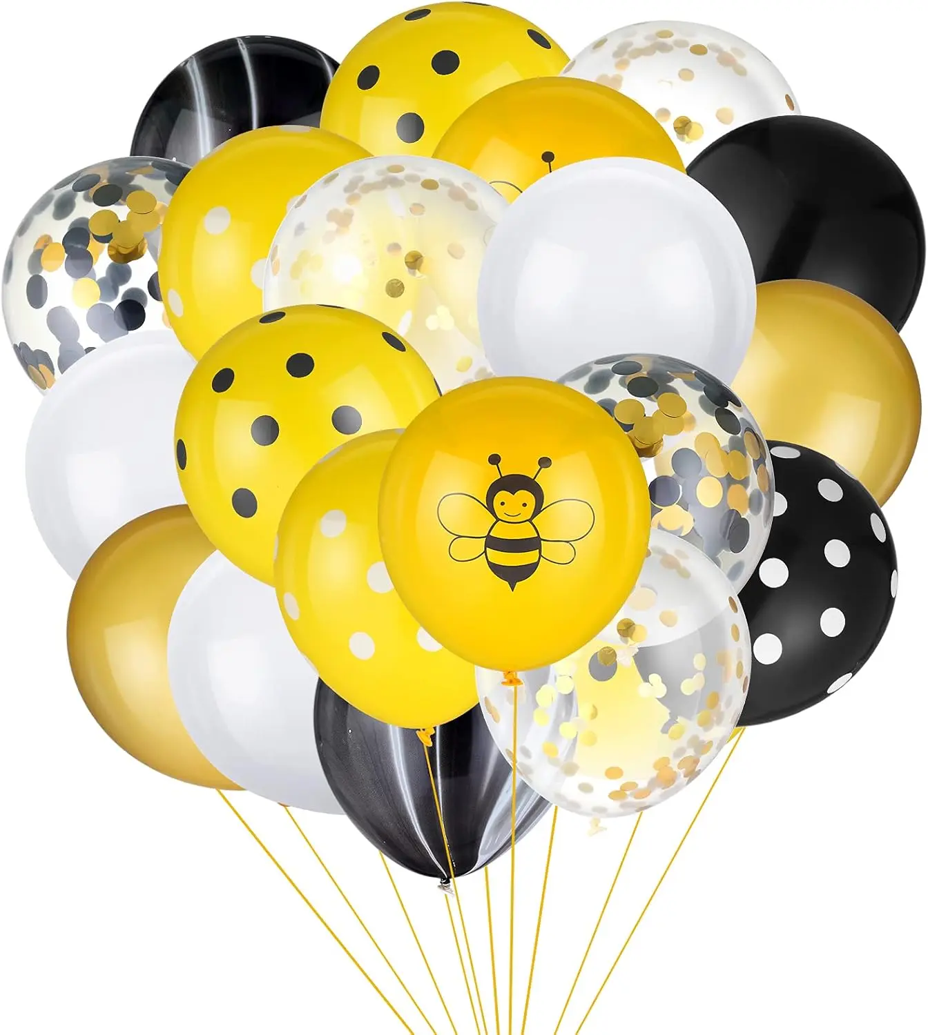 100PCS Bee Balloon Decoration Kit – Yellow Black Latex & Confetti Balloons for Happy Bee Day, Baby Shower, Birthday Party