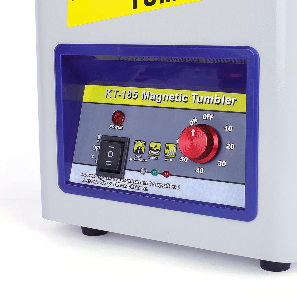 Professional JH-185 Magnetic Tumbler Jewelry Polisher - 60min Timer Magnetic Polishing Machine with 200g 0.3# Magnetic Pins for Gold Silver Jewelry Finishing