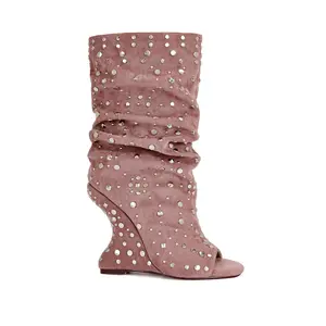 NAOMANI-PINK WEDGE BOOTIE