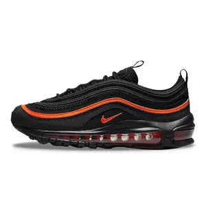 Nike Air Max 97 GS 'Black Safety Orange' Youth Women's Sneakers with Full-Length Air Cushioning & Lightweight Mesh Upper for All-Day Comfort