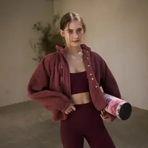 Women's Fuzzy Sherpa Fleece Jacket Winter Coat Warm Button-Down Nurse Outfit Fall & Daily Wear