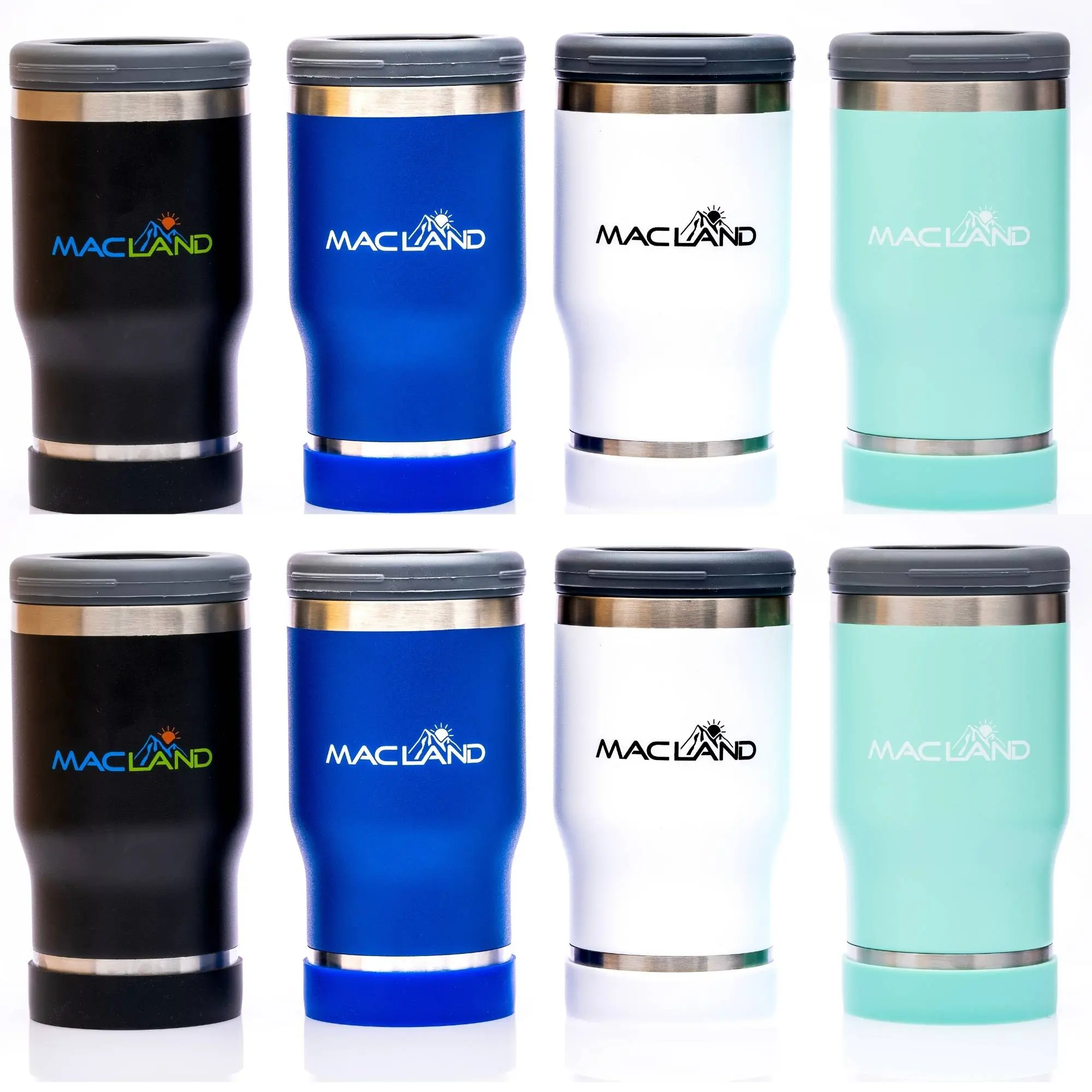 Landzie Macland 8 Pack Beer Can Cooler Insulated Slim Coozie, 12 oz Universal Can Cooler with Bottle Opener, Slim Coozie Beer Holder Gifts for Men and Women - Two of Each Color