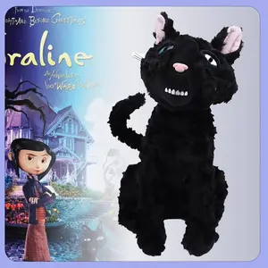 35cm/13.78in Coraline Cat Plush Toys Black Cat Animal Doll Movie Stuffed Animals Toys for Children Birthday Gifts Home Decor