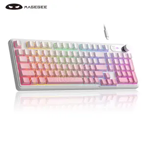 Magegee Gk960 Wired Lighted Mechanical Keyboard, 98% Compact Layout, & Gradient, Creamy Tactile Switches, RGB Backlit, Gaming Keyboard
