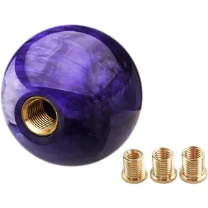 Round Ball Shift Knob Universal Marble Style Gear Shift Knob 5 6 Speed for Manual Automatic Vehicles with Adapters (Purple)