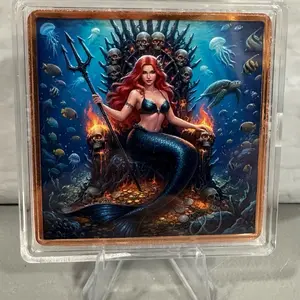 Mermaid Art 5oz Square Copper Decoration - Decorative Cultural Collectible, Art Piece for Room Decor