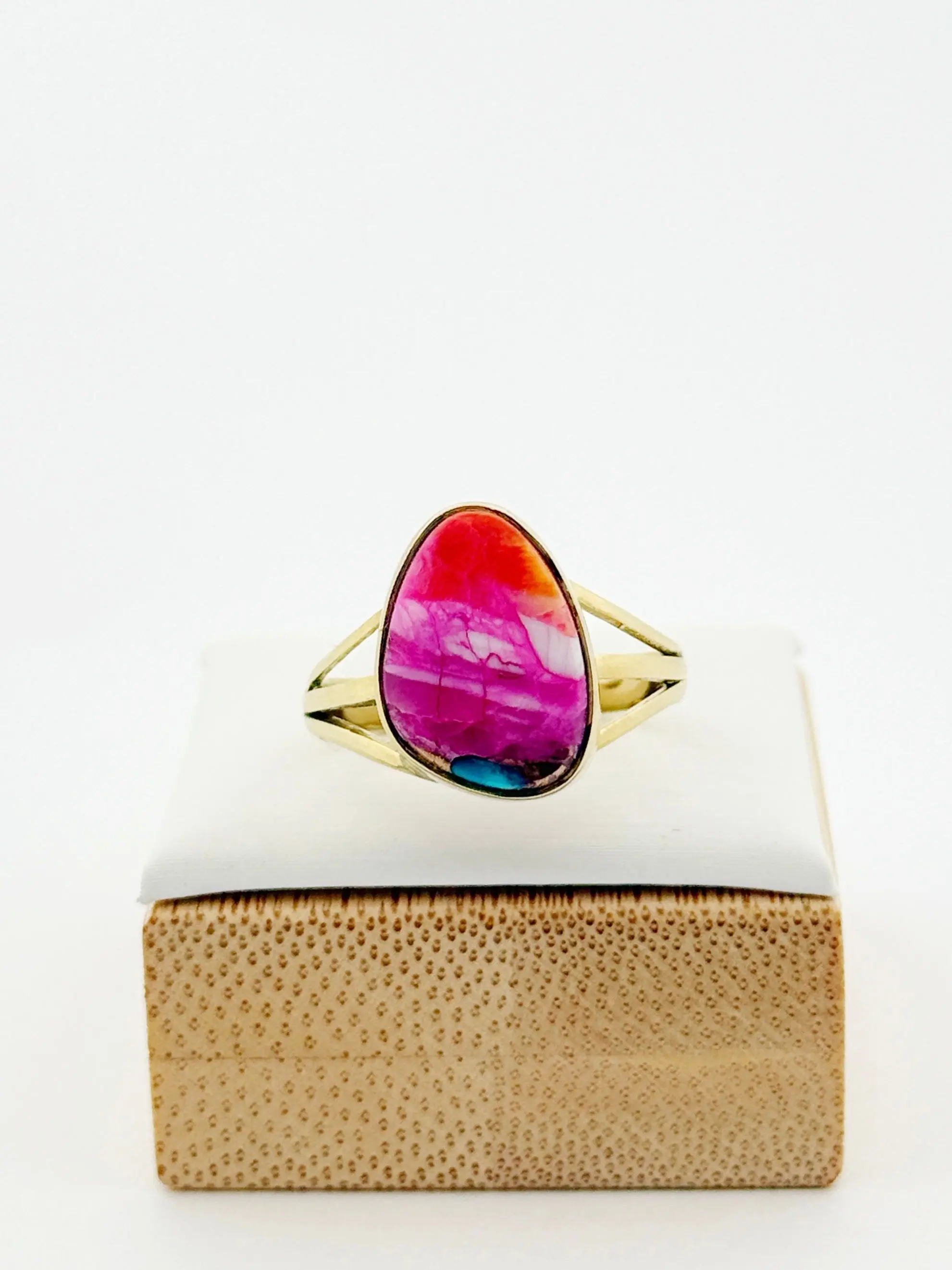 Pink Dahlia Turquoise 18k Ring