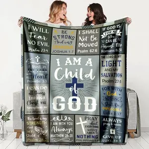 Christian Faith Blanket with Inspirational Bible Verses, Lightweight All-Season Throw, Perfect Gift for Friends & Family