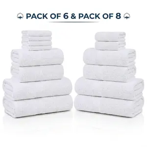 6 & 8 Piece Premium 100% Cotton Towel Set | Ultra Soft Hotel Quality Bath Towels | High Absorbency & Quick Dry | Luxury Bathroom Aesthetic Decor