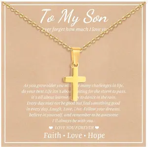 Stocking Stuffers Cross Necklace for Kids : Minimalist Gold Plated/Silver Cross Chain Necklace Jewelry First Communion Baptism Gifts for Teenage Girls Boys Son Children