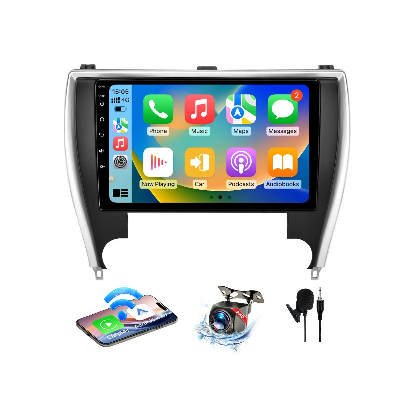 BINIZE Android 13 Car Video Player, 10-inch 4-Core 2GB RAM Car Stereo Radio for Toyota Camry 2015-2017, Wireless CarPlay & Android Auto Sync, Bluetooth, GPS Navigation, WiFi, FM Radio, Mirror Link, Backup Camera