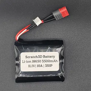 Scratch3D 11.1V 3500mAh Li-ion Rechargeable Battery Pack with BMS Protection XT30 XT60 Connector 3S1P High-Performance Cells