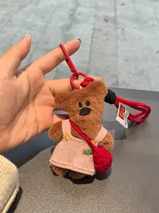 Aesthetic Plush Bear Keychain, Cute Dressed Teddy Bag Charm with Crochet Bag, Adorable Kawaii Decoration for Backpack Purse, Great Gift for Cozy Style Lovers