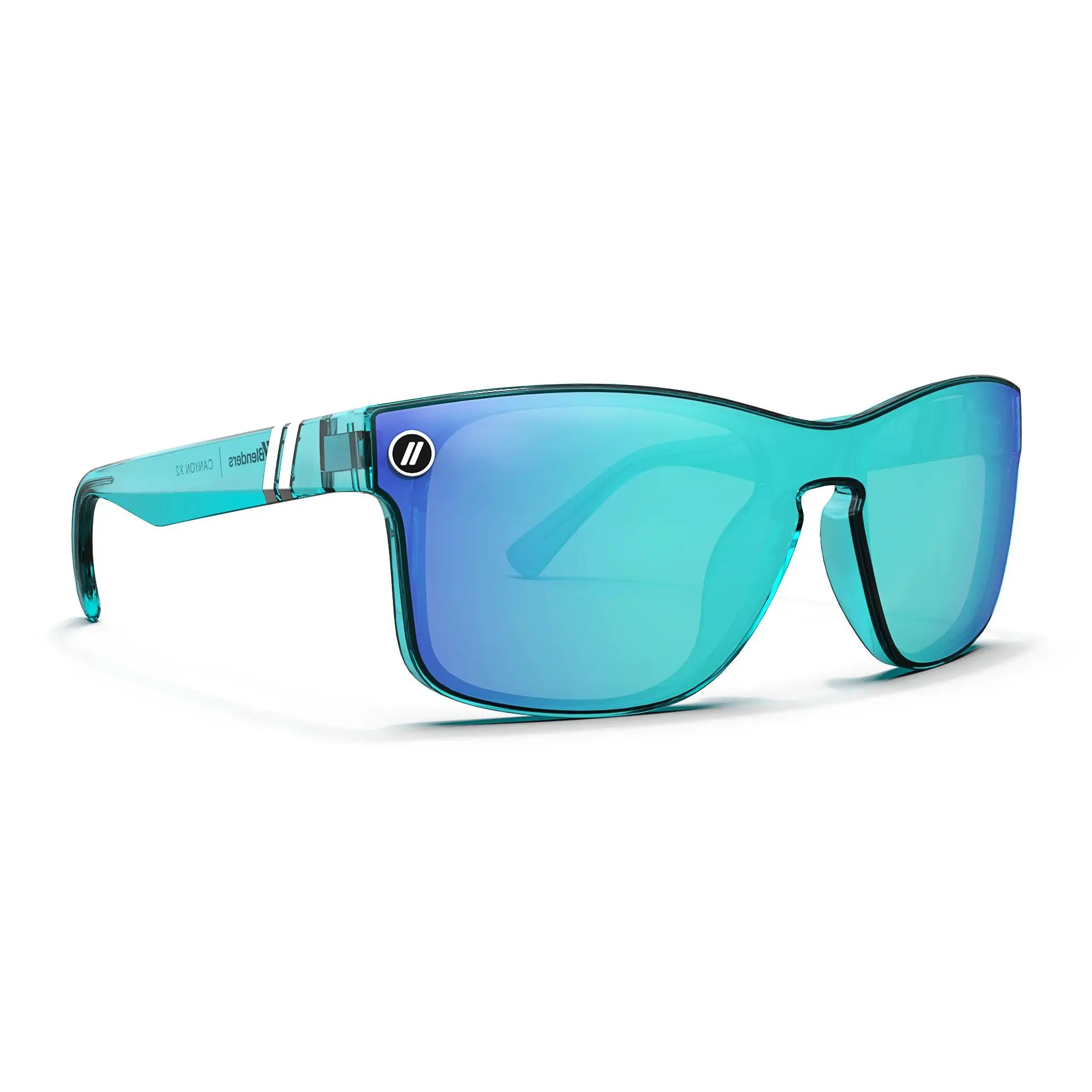 Blenders Eyewear Canyon X2 Men's Sunglasses in Tropical Current, Gloss Transparent Teal Frame with a Polarized Blue Mirror Lens, 100% UV Protection, Fashion Glasses