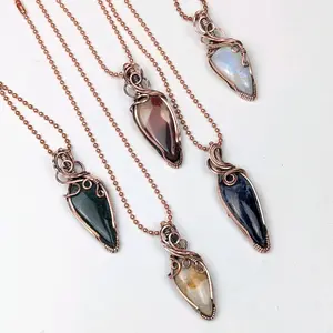 Coiled Swirl Crystal Copper Pendant Necklace