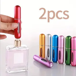 2-Pack Car Perfume Refill Bottles, Mini Portable Compact Reusable Aluminum Spray Bottle, Travel Perfume Dispenser, Cosmetic Sprayer