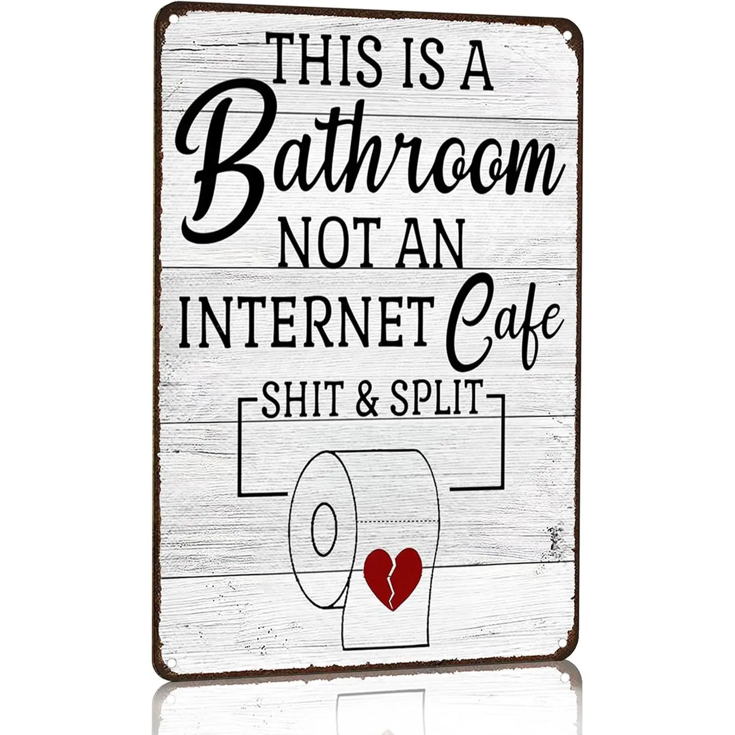 Vintage Metal Bathroom Wall Sign - Funny Sarcastic "This Is A Bathroom Not An Internet Cafe" Print, 8x12in Hanging Rectangle Plaque, Lightweight Sturdy Home Decor Products, Funny Decor
