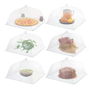 6 Pack Mesh Food Covers 17 inch, Large Pop-Up Mesh Food Covers Tent Umbrella for Outdoors, Screen Tents, Parties Picnics, BBQs, Reusable and Collapsible Food Tents