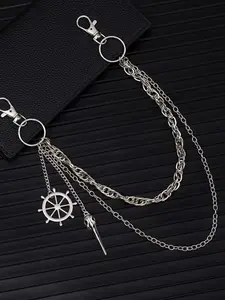 Halloween Gothic Dark Waist Chain, Fashion Metal Ship Wheel Skull Raven Beak Bird Multi-Layer Pants Chain, Elegant Style Accessory