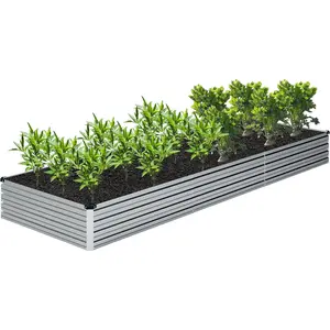 12x4x1FT Galvanized Raised Garden Bed Kit,Vegetable Boxes-Rectangle Metal Flower Box,Large Planter Raised Beds Outdoor Garden for Planting,Fruit,-