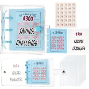 300 USD Savings Challenges Book,  Saving Binder with 25 Pages  Budget Envelope  Envelopes for Budgeting Financial Planner Office Business, Blue
