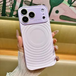 Skin-friendly corrugated silicone full lens protection with lens film magnetic phone case suitable for iPhone17 16151413ProMax silicone magnetic phone case military grade anti-fall compatible with MagSafe suitable for boys and girls summer wear colors