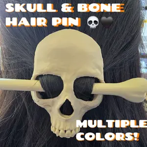 Skull & Bone Hair Pin Cute Gothic Design for Halloween Stylish Accessory Multiple Colors