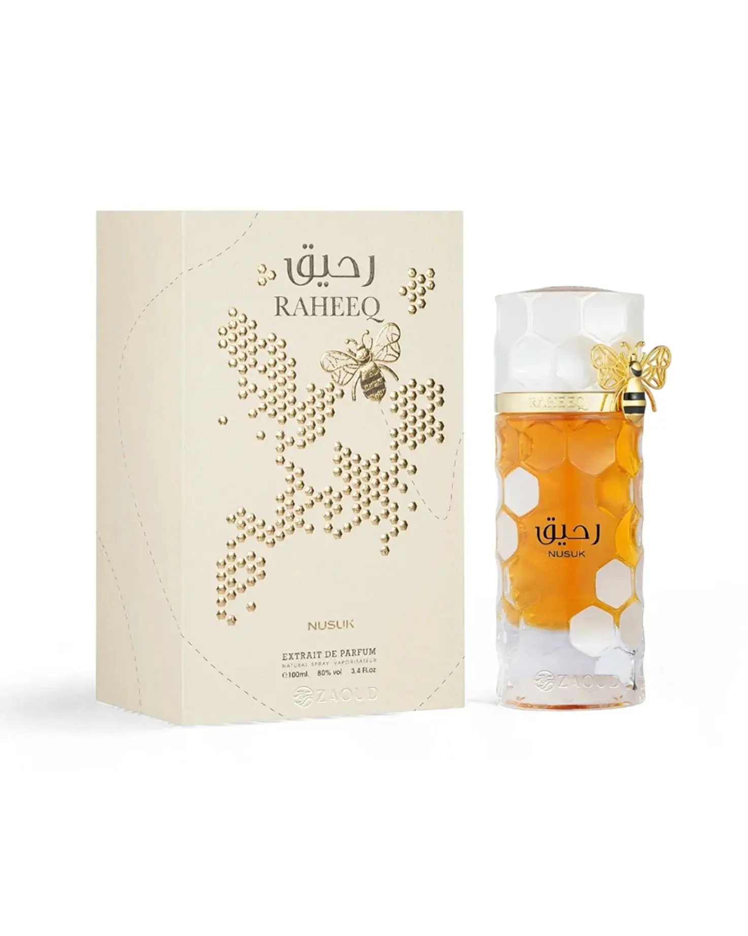 NUSUK Raheeq Women's Honey Floral Alluring Extrait Fragrance, 100ML (3.4OZ) - Creamy Vanilla Base, Floral Woody Musk, Exotic Elegant Flowers Women's Perfume, Creamy Vanilla Scent, Aromatic Floral Fragrance, Floral Blend Fragrance