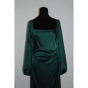 green Lulus long sleeve formal satin dress, M
