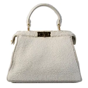 Pre-owned FENDI Leather Shoulder Bags Medium Peekaboo ISeeU White F26021870